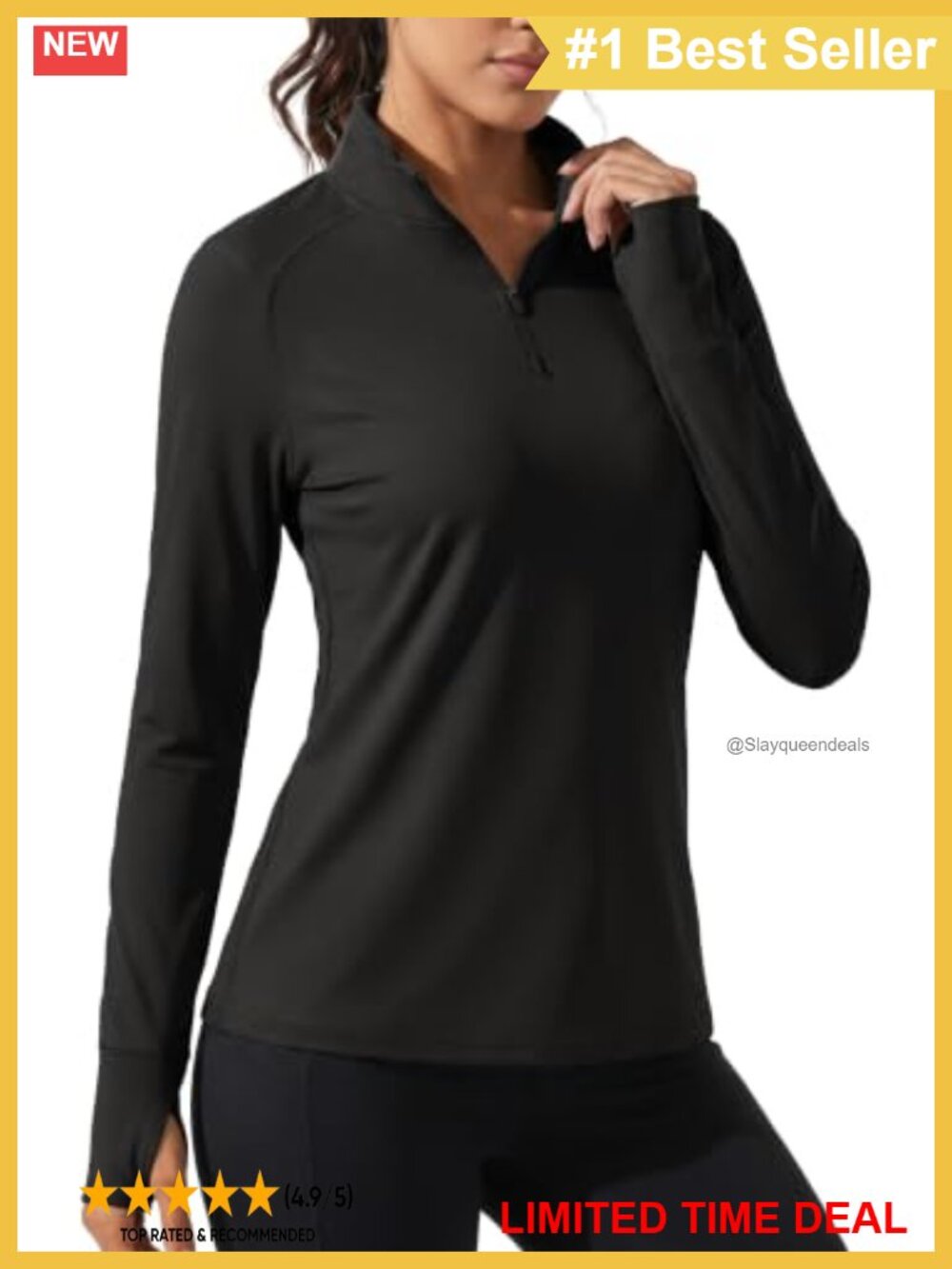 Quarter Zip Fleece Pullover Long Sleeve Athletic Sweatshirt Thumbholes